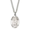 Religious necklace with St Patrick medal, the patron saint of Ireland, inscription says pray for us, St. Patrick's Day inspired accessories and jewelry, St. Paddy's Day, Rosemarie Religious Gifts, silver pendant necklace, religious saint medal neckalce
