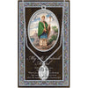 Religious necklace with St Patrick medal, the patron saint of Ireland, inscription says pray for us, St. Patrick's Day inspired accessories and jewelry, St. Paddy's Day, Rosemarie Religious Gifts, silver pendant necklace, religious saint medal neckalce