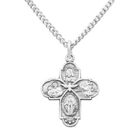 Religious Gift Small Four Way Cross Pendant Necklace 18"