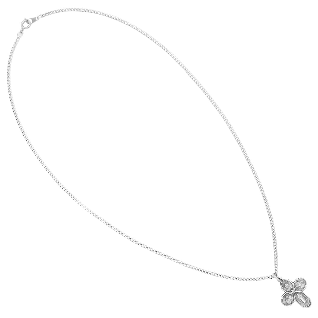 Religious Gift Small Four Way Cross Pendant Necklace 18"
