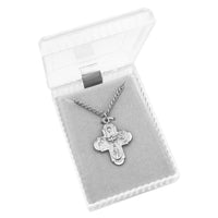 Religious Gift Small Four Way Cross Pendant Necklace 18"