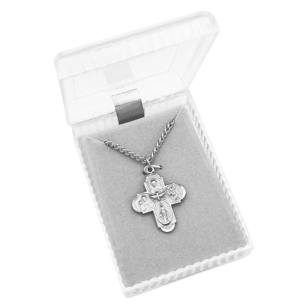 Religious Gift Small Four Way Cross Pendant Necklace 18"