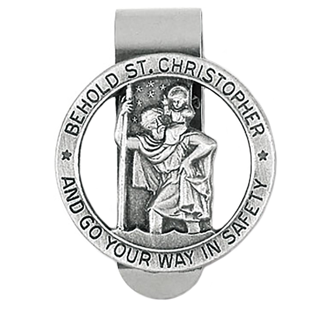 Rosemarie Collections Religious St Christopher Medal "Go Your Way In Safety" (Auto Visor Clip)
