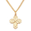 Rosemarie's Religious Gifts 16K Yellow Gold Layered Small Four Way Cross with Holy Spirit Pendant Necklace, 18"