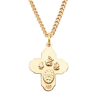 Rosemarie's Religious Gifts 16K Yellow Gold Layered Small Four Way Cross with Holy Spirit Pendant Necklace, 18"