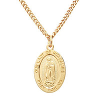 Rosemarie's Religious Gifts 16K Yellow Gold Layered Our Lady Of Guadalupe Pray For Us Medal Pendant Necklace, 18"