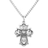 Rosemarie's Religious Gifts Sterling Silver Small Four Way Cross Medal Pendant Necklace, 18"
