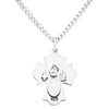 Rosemarie's Religious Gifts Sterling Silver Small Four Way Cross Medal Pendant Necklace, 18"