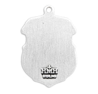 Sterling Silver Saint Michael Police Badge Pendant Necklace, 20"