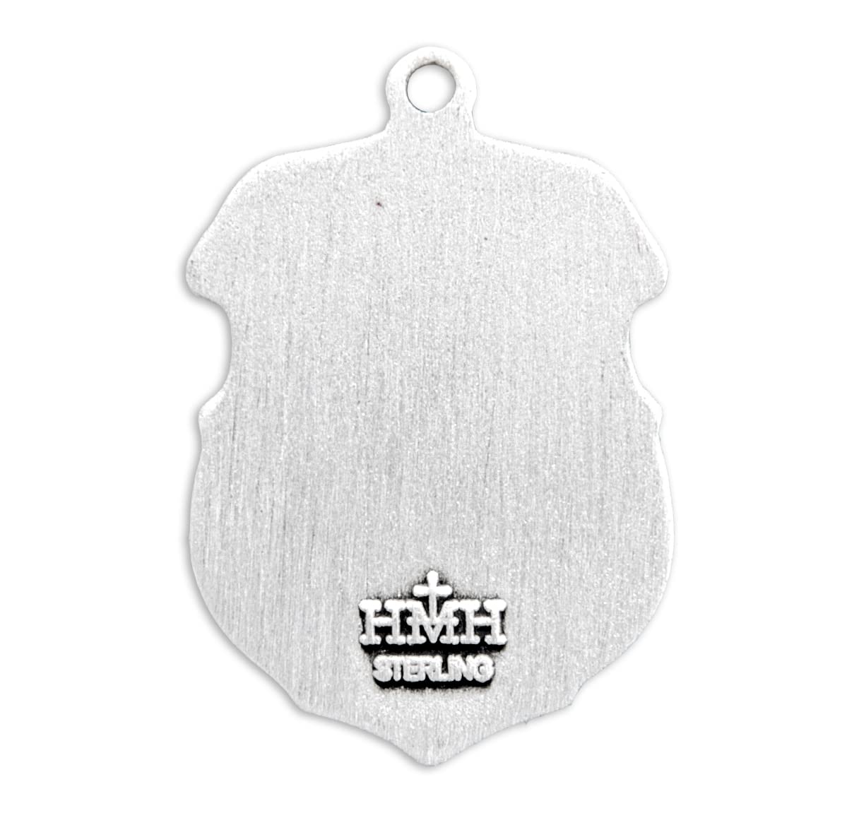 Sterling Silver Saint Michael Police Badge Pendant Necklace, 20"