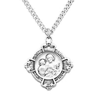 Sterling Silver Saint Joseph Cross Medal Pendant Necklace, 24"