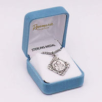 Sterling Silver Saint Joseph Cross Medal Pendant Necklace, 24"