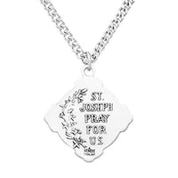 Sterling Silver Saint Joseph Cross Medal Pendant Necklace, 24"