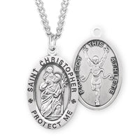 Rosemarie's Religious Gifts Men's Sterling Silver Saint Christopher Protect This Athlete Sports Medal Pendant Necklace Track, 24"