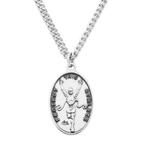 Rosemarie's Religious Gifts Men's Sterling Silver Saint Christopher Protect This Athlete Sports Medal Pendant Necklace Track, 24"