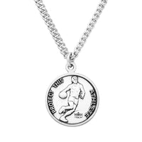 Men's Sterling Silver Saint Christopher Protect This Athlete Sports Medal Pendant Necklace Basketball, 24"