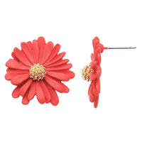 Women's Coral Resin Flower Bloom Post Earrings, 1"