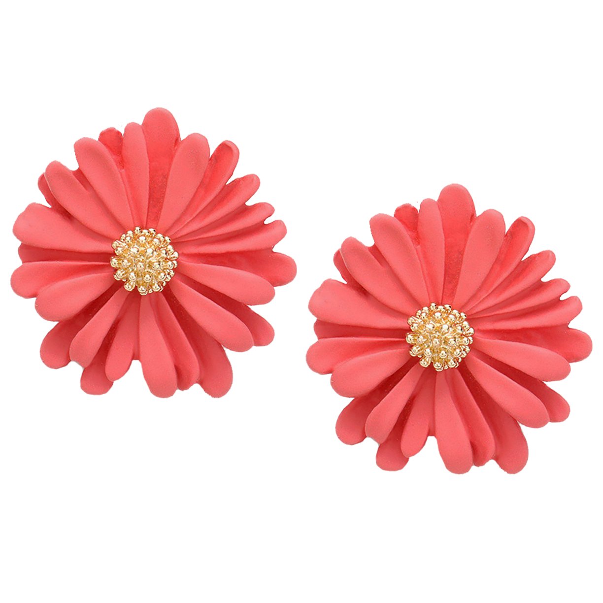 Women's Coral Resin Flower Bloom Post Earrings, 1"