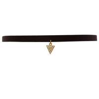 Genuine Leather Choker with Dangle Triangle Charm