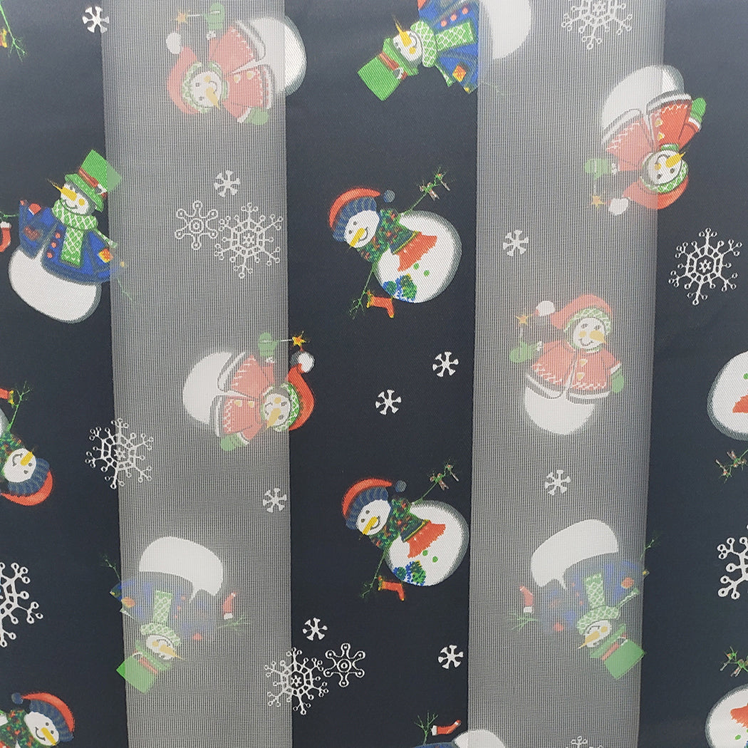 Christmas Holiday Fun Snowman Print Lightweight Fashion Scarf, 60" (Black)