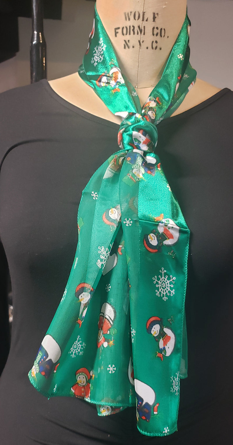 Christmas Holiday Fun Snowman Print Lightweight Fashion Scarf, 60