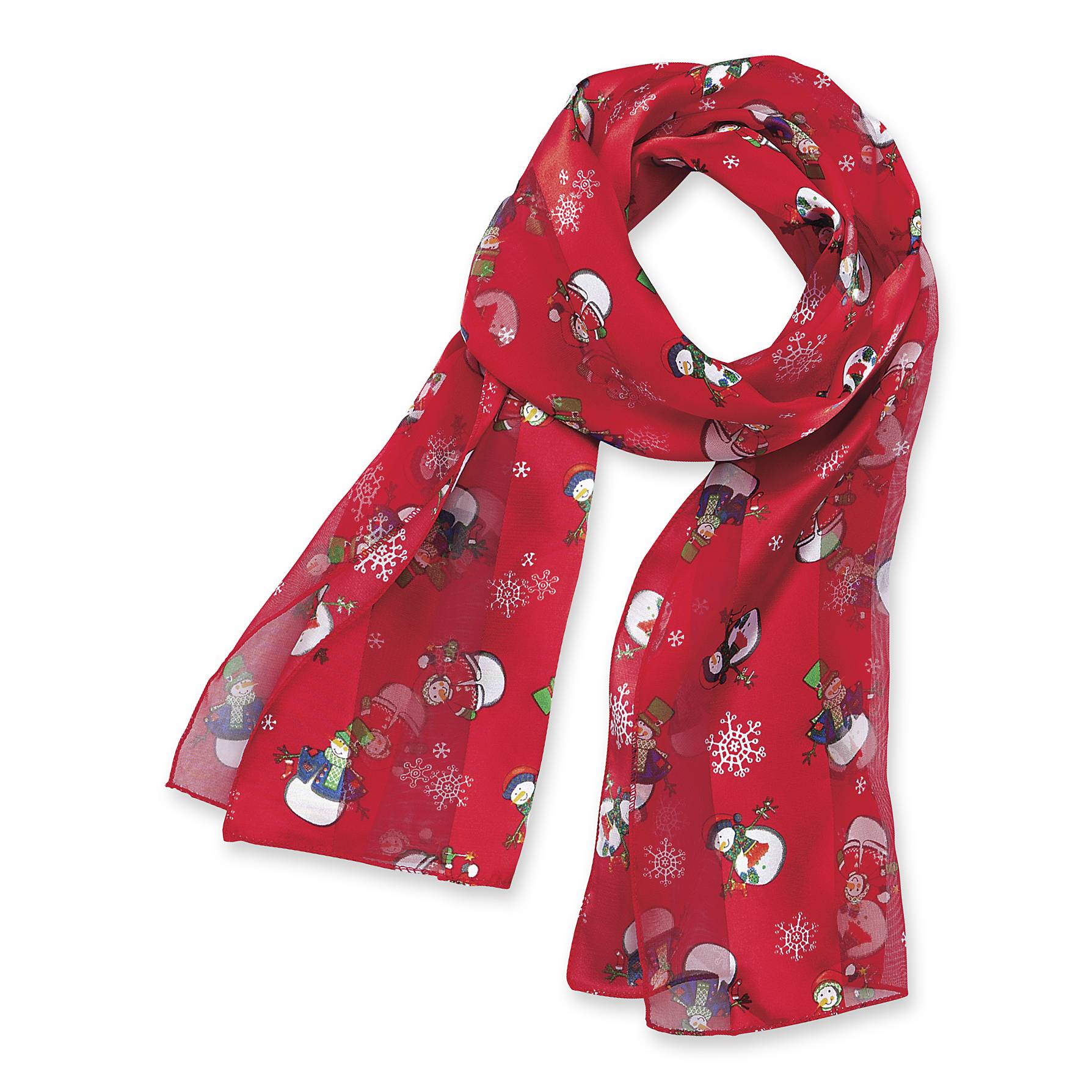 Christmas Holiday Fun Snowman Print Lightweight Fashion Scarf, 60