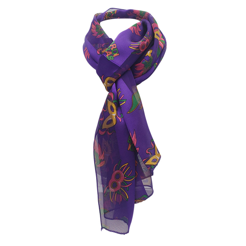 Fabulous Purple Mardi Gras Print Lightweight Fashion Scarf, 60"