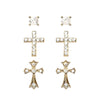 Set of 3 Faith and Fashion Decorative Religious Christian Cross Stud Earrings