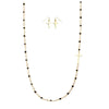 Stunning Crystal Link with Inspirational Religious Sideways Cross Necklace and Earrings Set, 36"-39" with 3" Extender (Black and White Crystal Gold Tone)