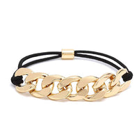 Versatile Stretch Bracelet or Hair Wrap Tie with Curb Link Chain Detail