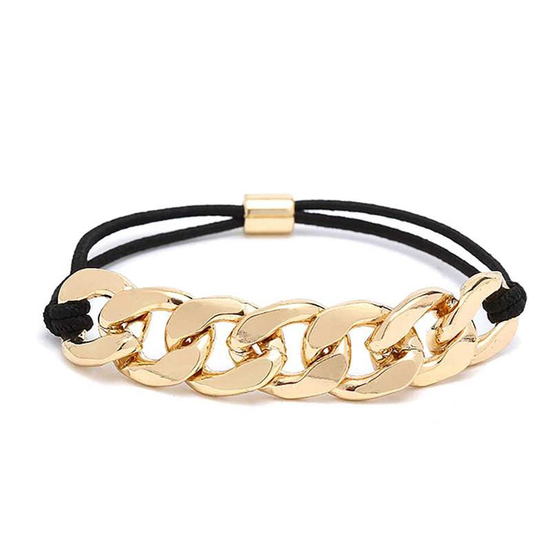 Versatile Stretch Bracelet or Hair Wrap Tie with Curb Link Chain Detail