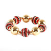 Christmas Fun Polished Gold Tone And Pave Crystal Disco Ball Stacking Stretch Holiday Bracelet, 6.5"