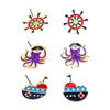 Ships Ahoy Nautical Stud Enamel Earrings Set of 3 (Helm Octopus Tugboat)