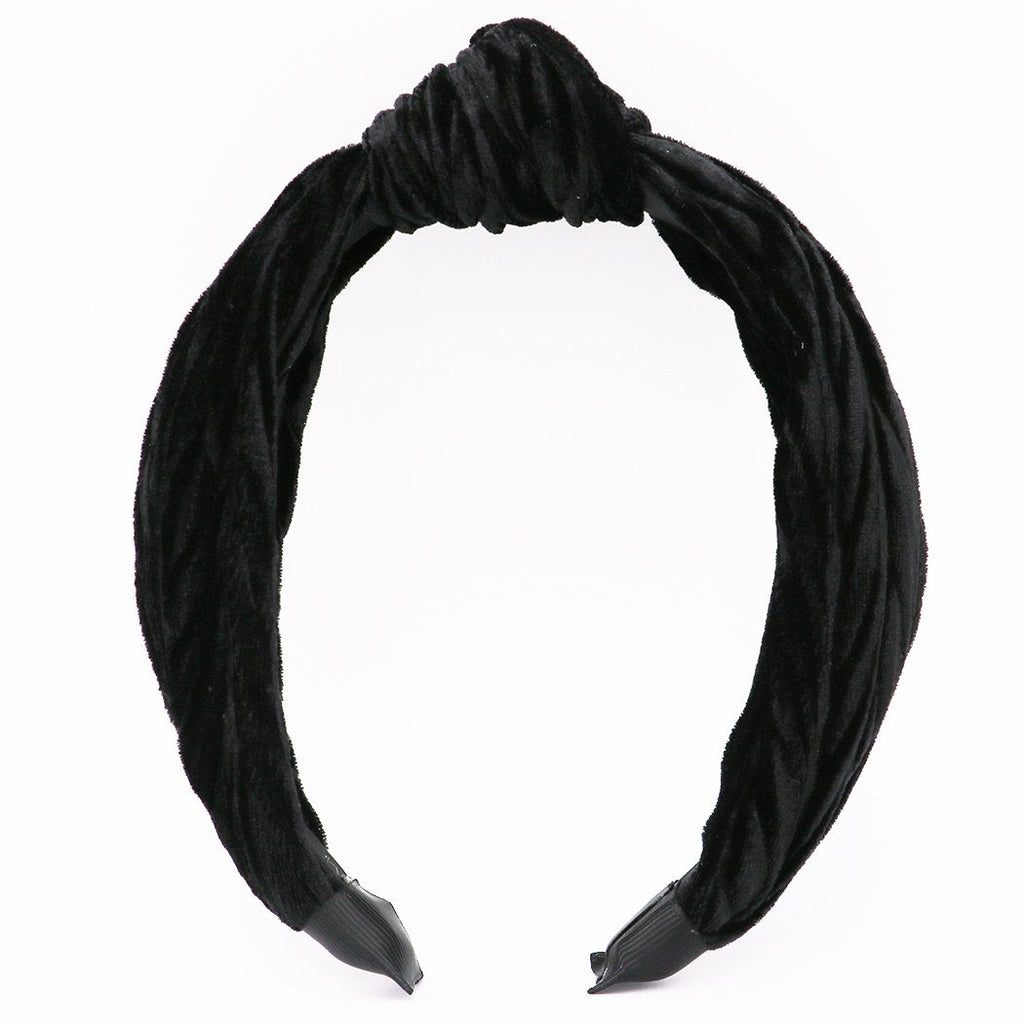 Chic Velvet Knotted Headband (Crushed Black Velvet)