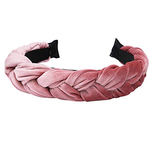 Chic Velvet Braided Fashion Hair Headband (Light Pink)