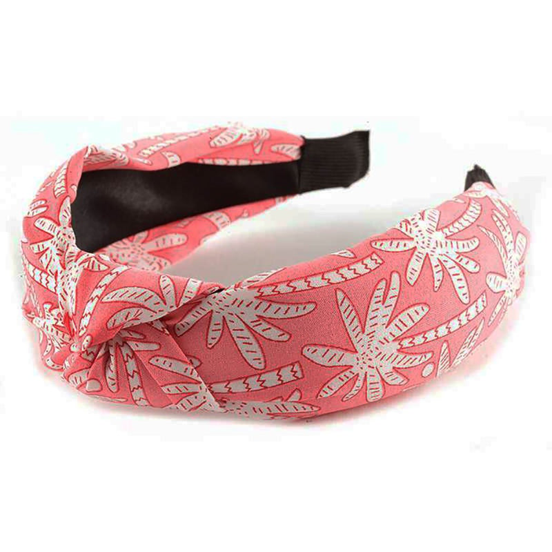 Chic Knotted Summer Fashion Hair Headbands (Pink Palm Tree)