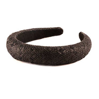 Chic Rafia Summer Fashion Hair Headband (Black Straw Rattan)