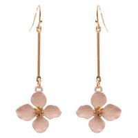 Women's Pink Petite Fashion Dangle Bar Flower Drop Gift Earrings