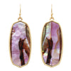 Vintage Style Statement Natural Abalone Shell Baroque Dangle Earrings (Purple Abalone Fish Hook, 2")