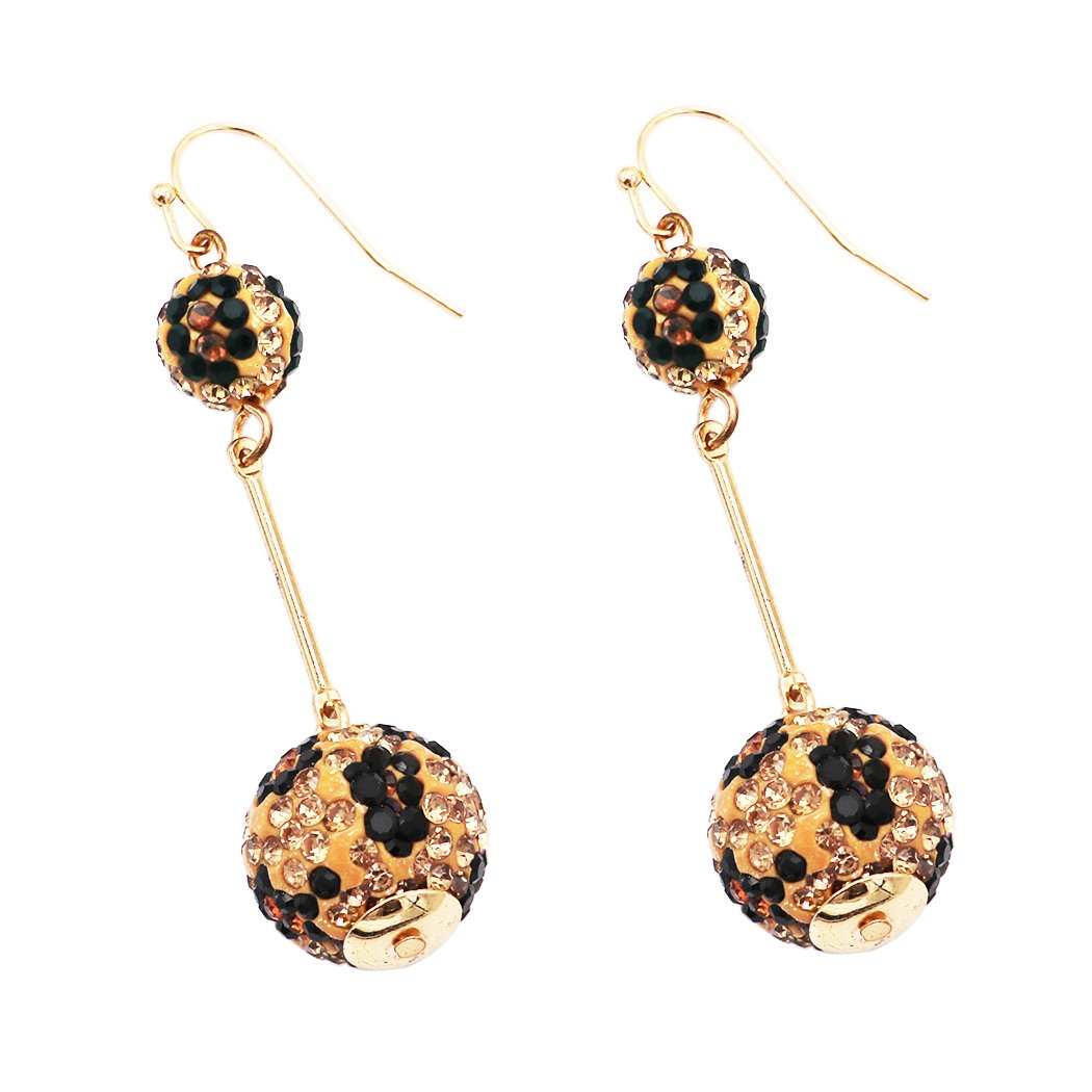 Dangle Wild Animal Leopard Print Crystal Double Ball Bar Drop Earrings –  Rosemarie Collections