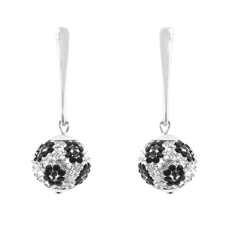 Wild Animal Leopard Print Pave Crystal Ball Bar Drop Earrings, 2"