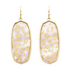 Statement Natural Abalone Shell Baroque Dangle Earrings, 2" (Gold Leopard Spot)