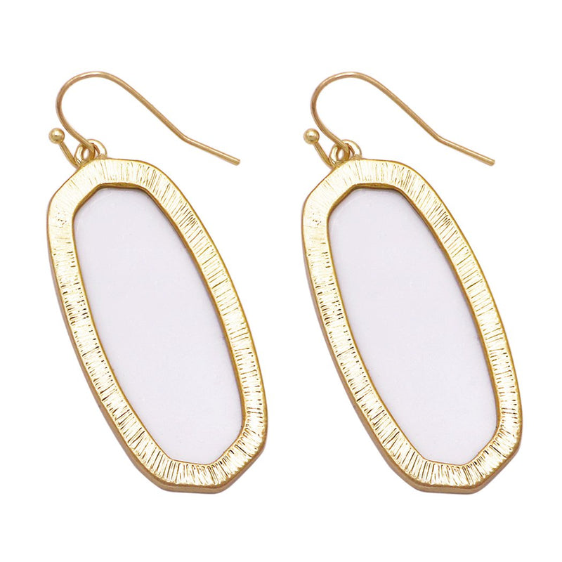 Statement Natural Abalone Shell Baroque Dangle Earrings, 2" (Gold Leopard Spot)