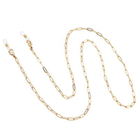 Elegant Gold Tone Oblong Paperclip Links Designer Fashion Eyeglass Chain Reader Strap Holder Necklace, 34"