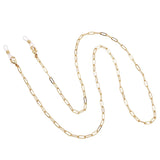 Elegant Gold Tone Designer Oblong Paperclip Links Fashion Eyeglass Chain Reader Strap Face Mask Holder Necklace, 34