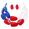 Red White and Blue 4th of July Independence Day Ombre Polished Resin Statement Necklace Earring Set