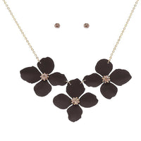 Metal Flower Collar Necklace, 15"-18" with 3" extender (Black)