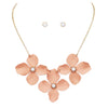 Women's Metal Multi Flower Collar Necklace, 15"-18" with 3" extender (Warm Pink)