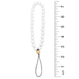 Stunning Detachable Simulated Pearl Bracelet Lanyard Strap Wristlet For Cell Phones (10mm White Pearls With Gold Tone Bead)