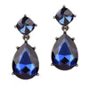 Women's Dark Blue Crystal Teardrop Rhinestone Statement Post Earrings